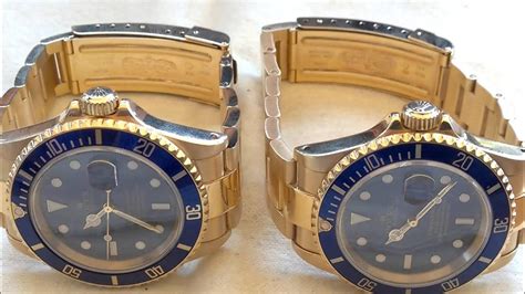 TWO ROLEX GOLD SUBMARINERS 16618 